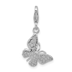 Amore La Vita Sterling Silver Rhodium-plated 3-D Purple Enameled Butterfly Charm with Fancy Lobster Clasp QCC1289