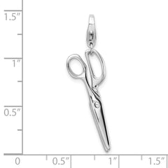 Amore La Vita Sterling Silver Rhodium-plated Polished 3-D Movable Scissors Charm with Fancy Lobster Clasp QCC297