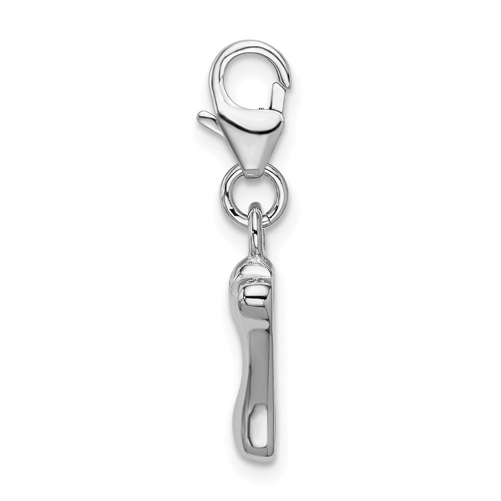 Amore La Vita Sterling Silver Rhodium-plated Polished Dog Bone Charm with Fancy Lobster Clasp QCC392