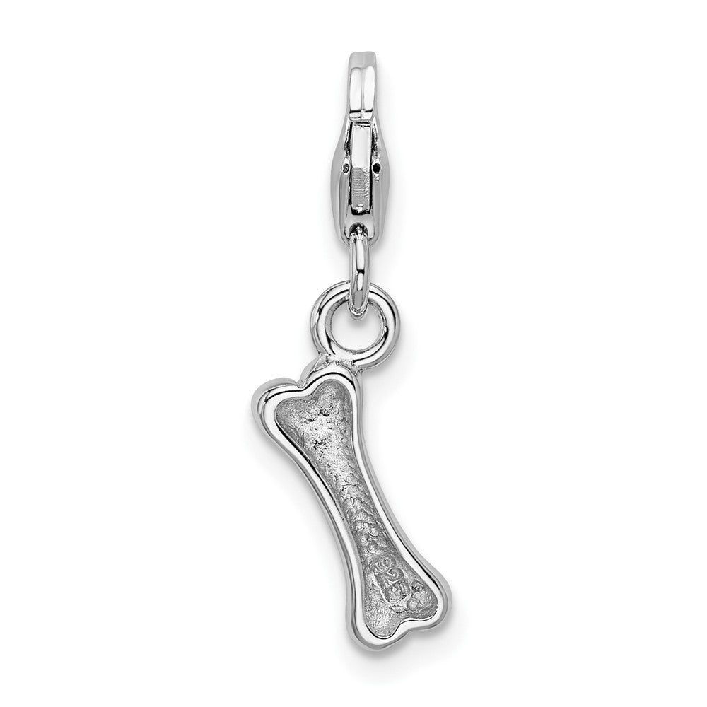 Amore La Vita Sterling Silver Rhodium-plated Polished Dog Bone Charm with Fancy Lobster Clasp QCC392