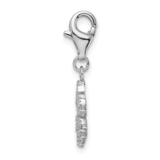 Amore La Vita Sterling Silver Rhodium-plated Polished CZ Snowflake Charm with Fancy Lobster Clasp QCC540