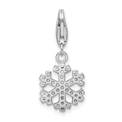 Amore La Vita Sterling Silver Rhodium-plated Polished CZ Snowflake Charm with Fancy Lobster Clasp QCC540