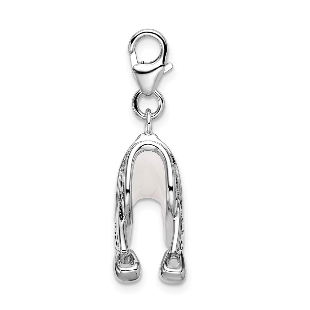 Amore La Vita Sterling Silver Rhodium-plated Polished 3-D Enameled Saddle Charm with Fancy Lobster Clasp QCC565