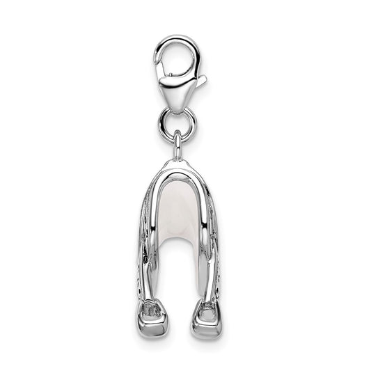 Amore La Vita Sterling Silver Rhodium-plated Polished 3-D Enameled Saddle Charm with Fancy Lobster Clasp QCC565