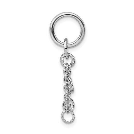 Amore La Vita Sterling Silver Rhodium-plated Polished Circle with Cable Chain Dangles Charm Carrier Pendant QCC615