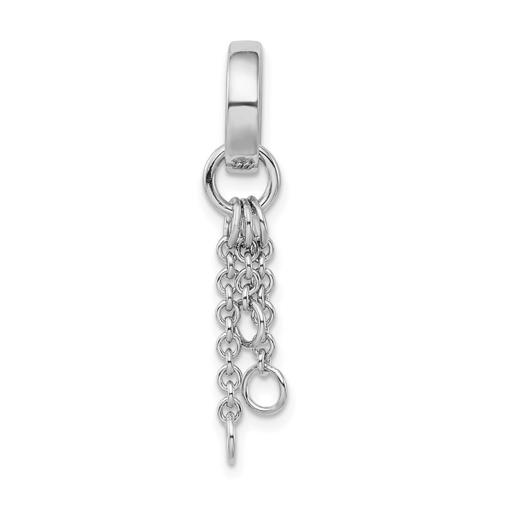 Amore La Vita Sterling Silver Rhodium-plated Polished Circle with Cable Chain Dangles Charm Carrier Pendant QCC615