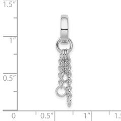 Amore La Vita Sterling Silver Rhodium-plated Polished Circle with Cable Chain Dangles Charm Carrier Pendant QCC615