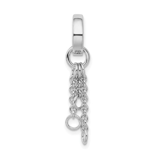 Amore La Vita Sterling Silver Rhodium-plated Polished Circle with Cable Chain Dangles Charm Carrier Pendant QCC615
