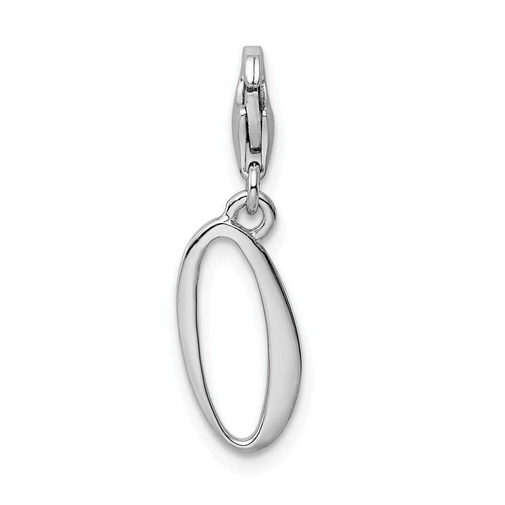 Amore La Vita Sterling Silver Rhodium-plated Polished Number 0 Charm with Fancy Lobster Clasp QCC626N0