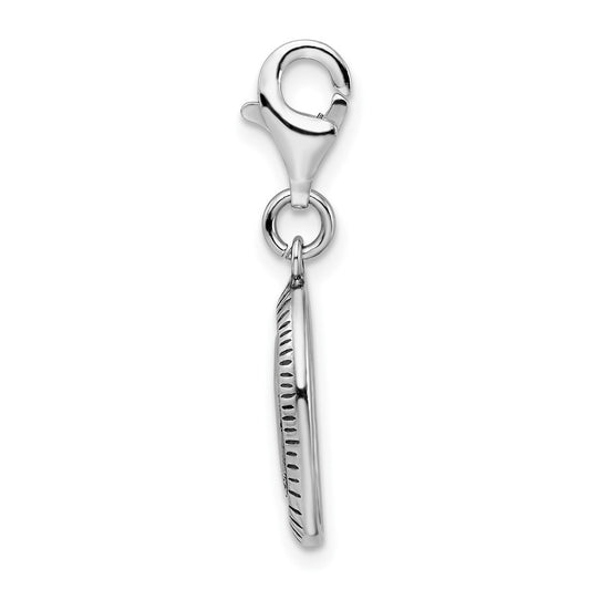 Amore La Vita Sterling Silver Rhodium-plated Polished Antiqued SISTER Charm with Fancy Lobster Clasp QCC693