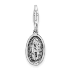 Amore La Vita Sterling Silver Rhodium-plated Polished Antiqued SISTER Charm with Fancy Lobster Clasp QCC693