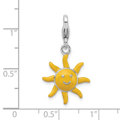 Amore La Vita Sterling Silver Rhodium-plated Polished 3-D Enameled Sunshine Charm with Fancy Lobster Clasp QCC800