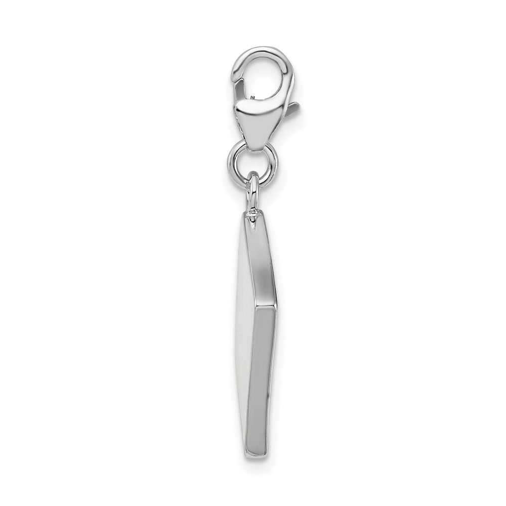Amore La Vita Sterling Silver Rhodium-plated Polished 3-D Enameled Swarovski Crystal Ace Charm with Fancy Lobster Clasp QCC814