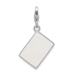 Amore La Vita Sterling Silver Rhodium-plated Polished 3-D Enameled Swarovski Crystal Ace Charm with Fancy Lobster Clasp QCC814