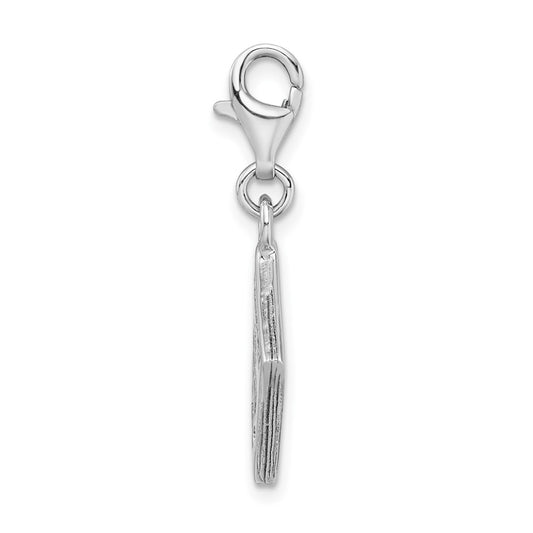 Amore La Vita Sterling Silver Rhodium-plated Polished 3-D Passport Charm with Fancy Lobster Clasp QCC959
