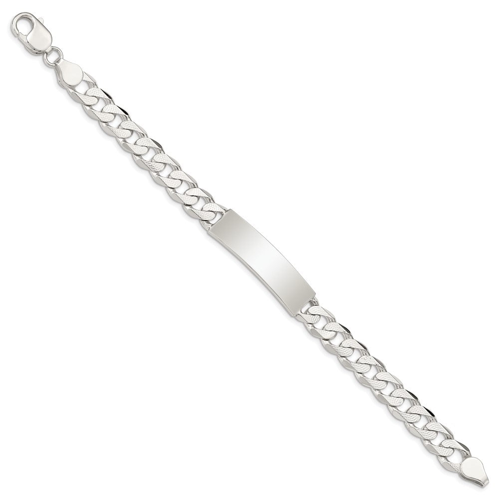 Sterling Silver Polished Engraveable Patterned Curb Link ID Bracelet QCD250-8