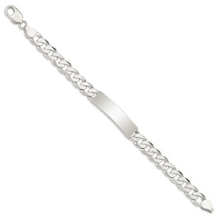 Sterling Silver Polished Engraveable Patterned Curb Link ID Bracelet QCD250-8