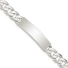 Sterling Silver Polished Engraveable Patterned Curb Link ID Bracelet QCD250-8