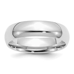 Sterling Silver Rhodium-plated 6mm Comfort Fit Size 10 Band