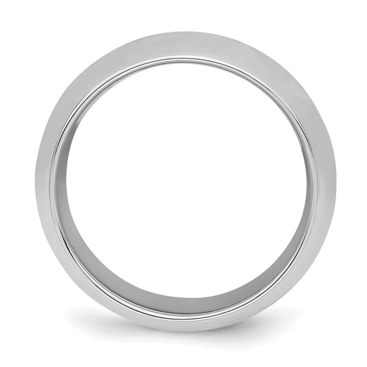 Sterling Silver Rhodium-plated 8mm Comfort Fit Size 6.5 Band