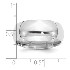 Sterling Silver Rhodium-plated 8mm Comfort Fit Size 6.5 Band