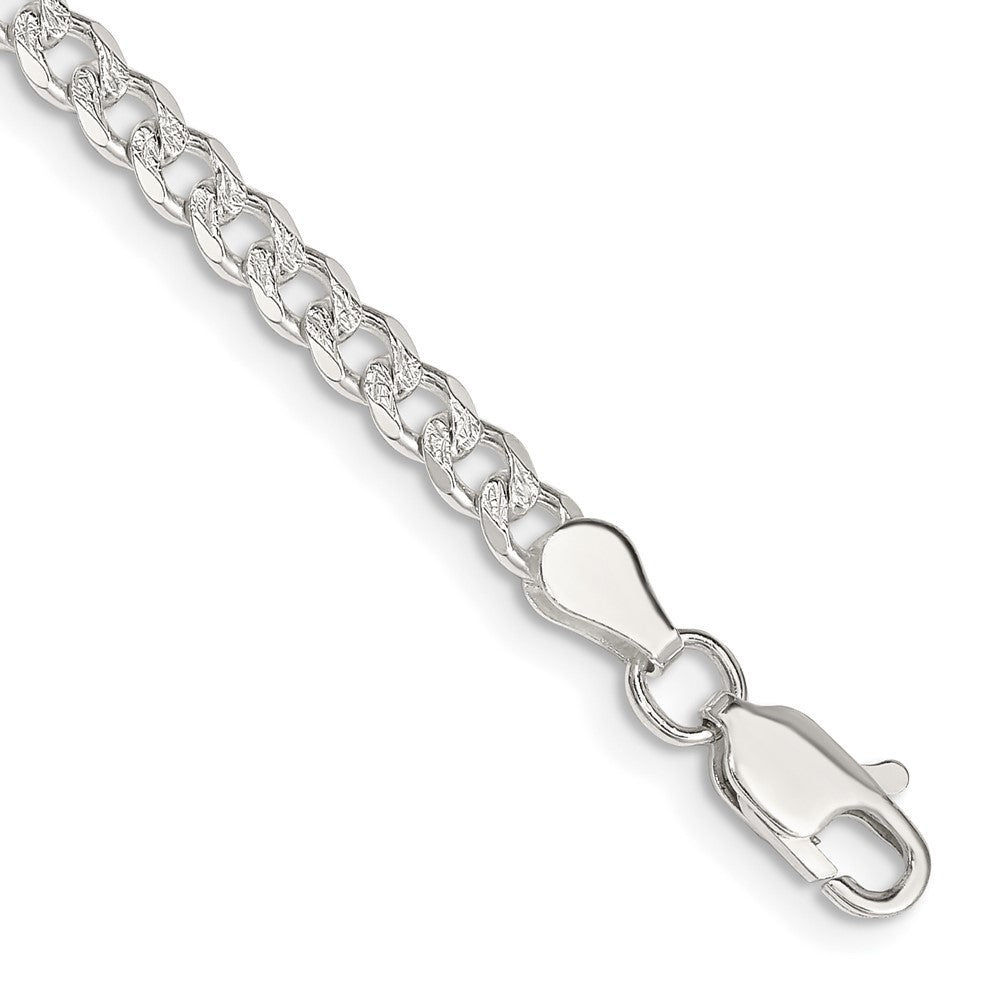 Sterling Silver 3.8mm Pav������������������������������������������������������������������������������������������������������������������������������������������������������������������ Curb Chain QCF100-8