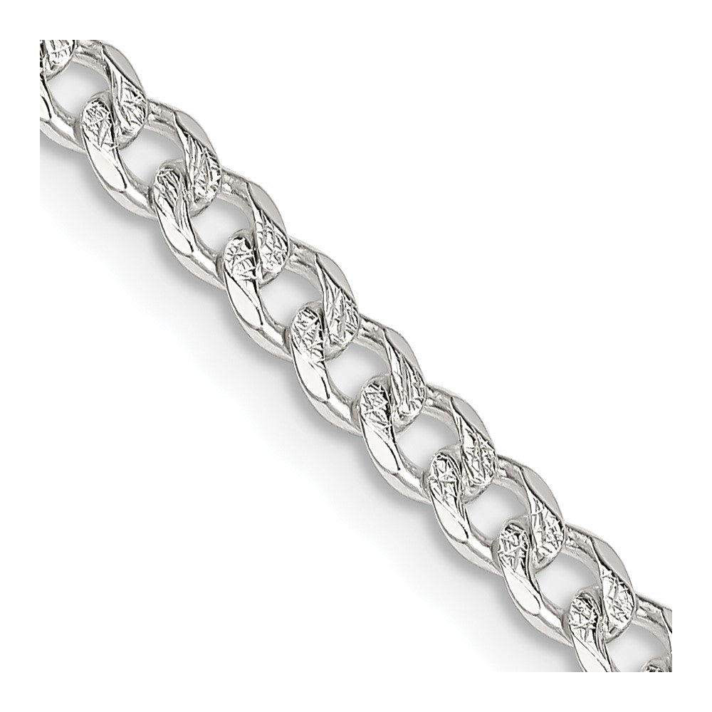 Sterling Silver 3.8mm Pav������������������ Curb ChainQCF100