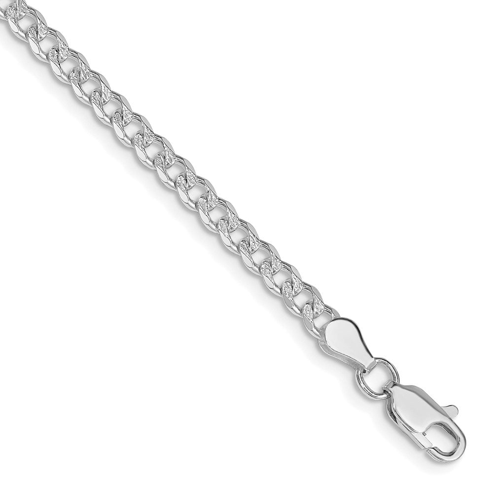 Sterling Silver Rhodium-plated 3.8mm Pav������������������������������������������������������������������������������������������������������������������������������������������������������������������ Curb Chain QCF100R-8