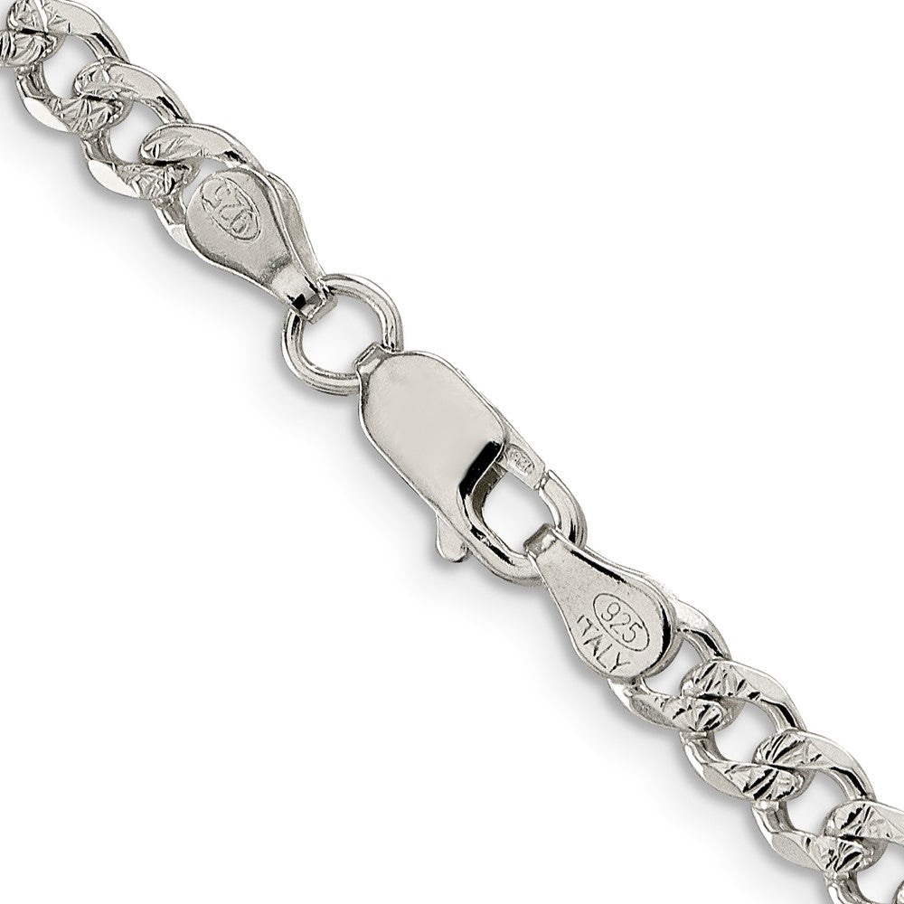Sterling Silver 4.5mm Pav������ Curb ChainQCF120