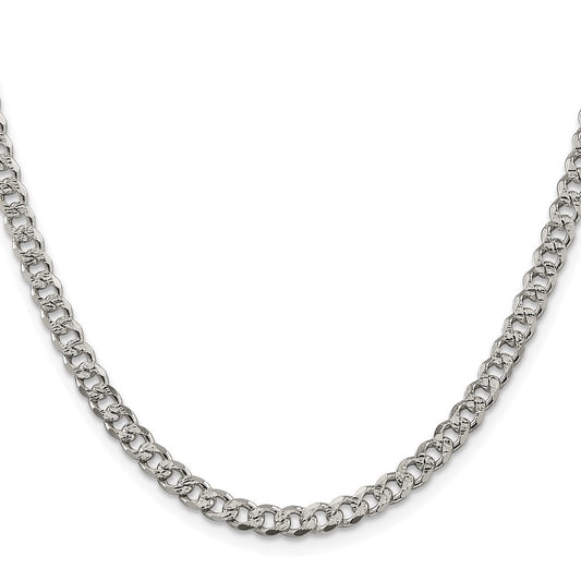 Sterling Silver Rhodium-plated 4.5mm Pav������ Curb ChainQCF120R