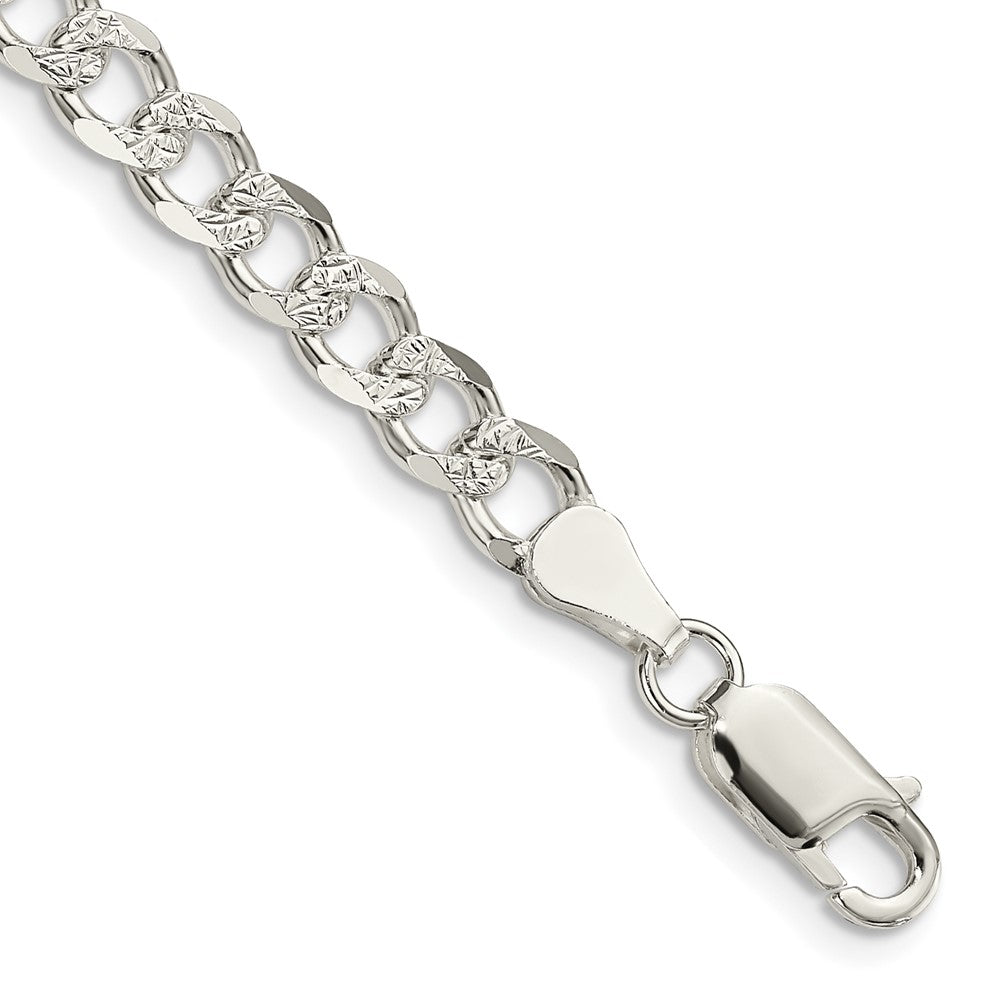 Sterling Silver 5.5mm Pav������������������������������������������������������������������������������������������������������������������������������������������������������������������ Curb Chain QCF150-8