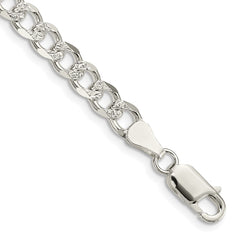 Sterling Silver 5.5mm Pav������������������������������������������������������������������������������������������������������������������������������������������������������������������ Curb Chain QCF150-8
