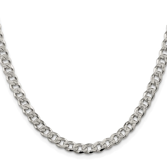 Sterling Silver Rhodium-plated 5.5mm Pav������ Curb ChainQCF150R