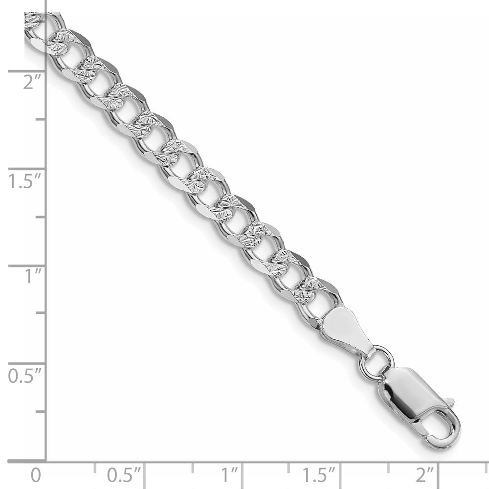 Sterling Silver Rhodium-plated 5.5mm Pav������������������������������������������������������������������������������������������������������������������������������������������������������������������ Curb Chain QCF150R-8