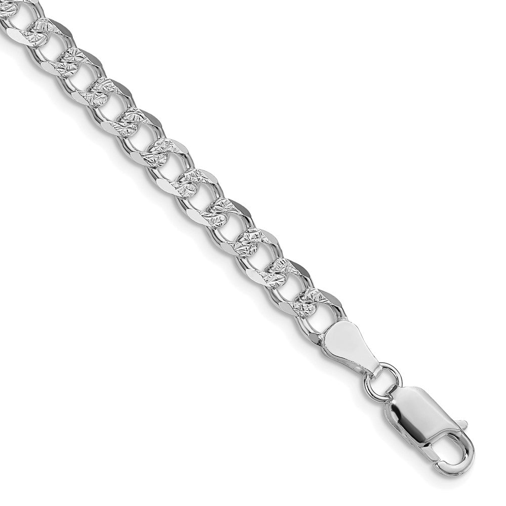 Sterling Silver Rhodium-plated 5.5mm Pav������������������������������������������������������������������������������������������������������������������������������������������������������������������ Curb Chain QCF150R-8
