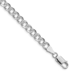 Sterling Silver Rhodium-plated 5.5mm Pav������������������������������������������������������������������������������������������������������������������������������������������������������������������ Curb Chain QCF150R-8