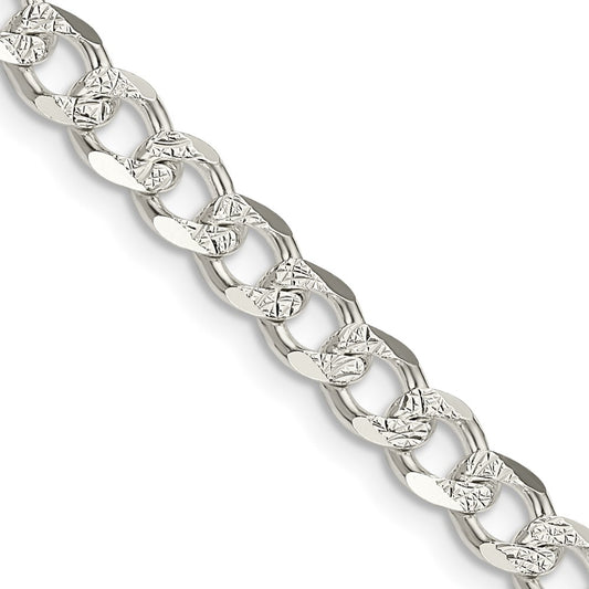 Sterling Silver 5.5mm Pav������ Curb ChainQCF150
