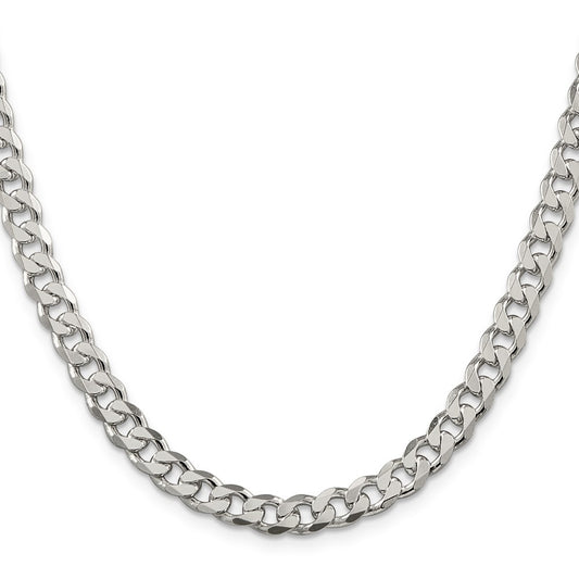 Sterling Silver 7mm Pav������ Curb ChainQCF180