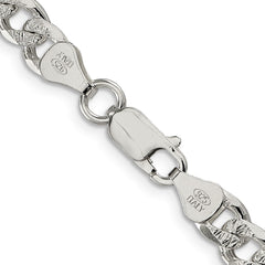 Sterling Silver 7mm Pav������ Curb ChainQCF180