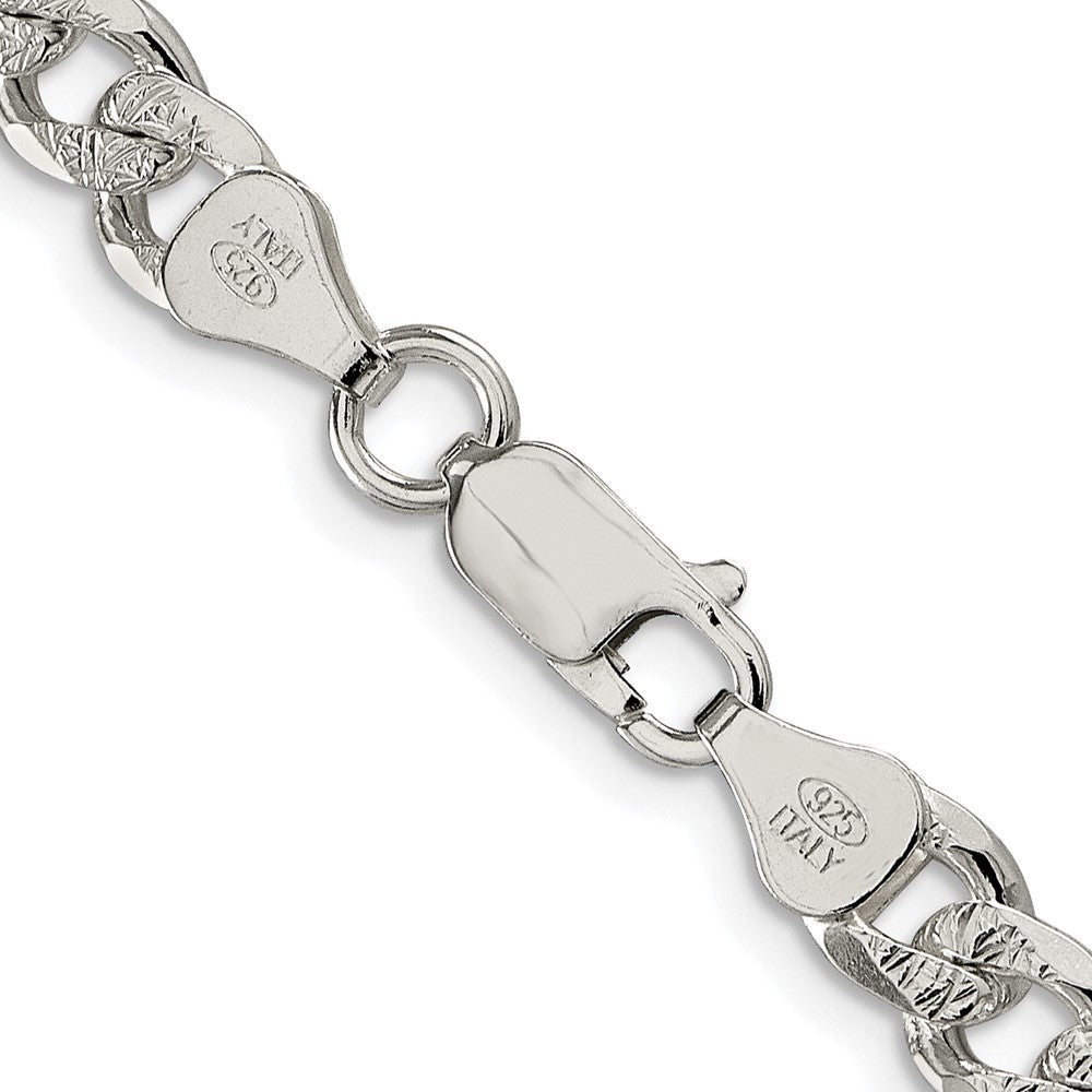 Sterling Silver Rhodium-plated 7mm Pav������ Curb ChainQCF180R