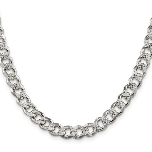 Sterling Silver 7.5mm Pav������ Curb ChainQCF200