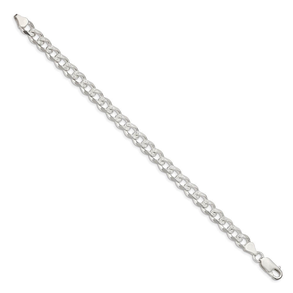 Sterling Silver 7.5mm Pav������������������������������������������������������������������������������������������������������������������������������������������������������������������ Curb Chain QCF200-8