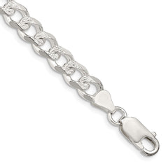 Sterling Silver 7.5mm Pav������������������������������������������������������������������������������������������������������������������������������������������������������������������ Curb Chain QCF200-8