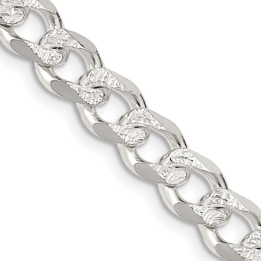 Sterling Silver 7.5mm Pav������ Curb ChainQCF200
