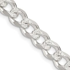 Sterling Silver 7.5mm Pav������ Curb ChainQCF200