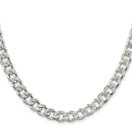 Sterling Silver 8.3mm Pav������ Curb ChainQCF220