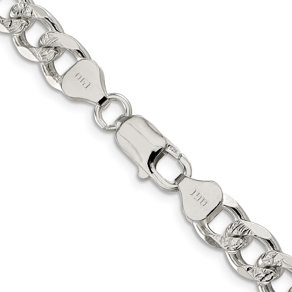 Sterling Silver 8.3mm Pav������ Curb ChainQCF220