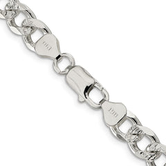Sterling Silver 8.3mm Pav������ Curb ChainQCF220