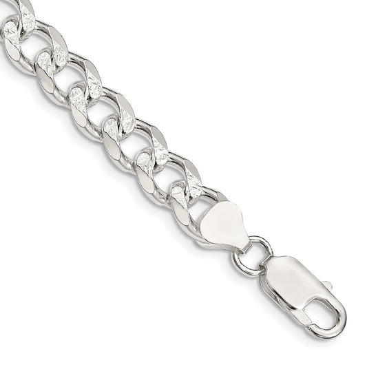 Sterling Silver 8.3mm Pav������������������������������������������������������������������������������������������������������������������������������������������������������������������ Curb Chain QCF220-8
