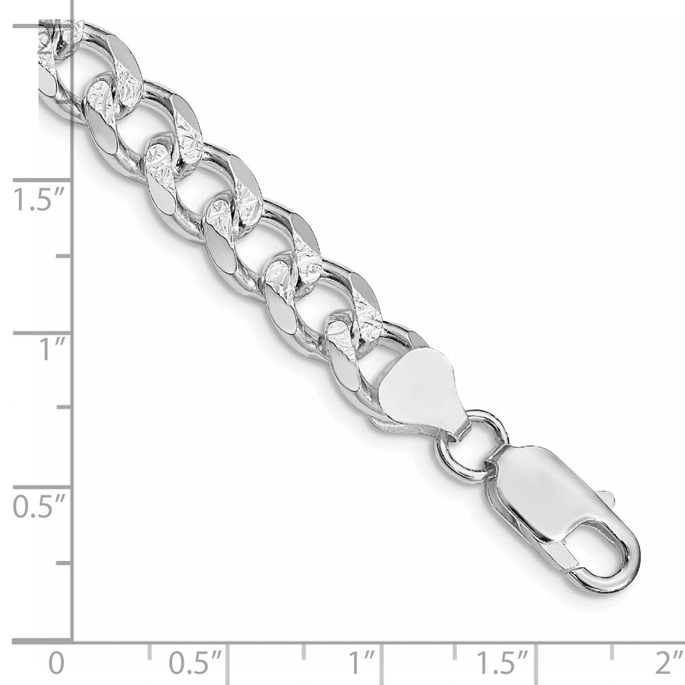 Sterling Silver Rhodium-plated 8.3mm Pav������������������������������������������������������������������������������������������������������������������������������������������������������������������ Curb Chain QCF220R-8